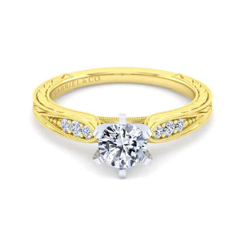 14K White Gold Round Diamond Engagement Ring  