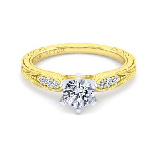 Gabriel - 14K White Gold Round Diamond Engagement Ring  