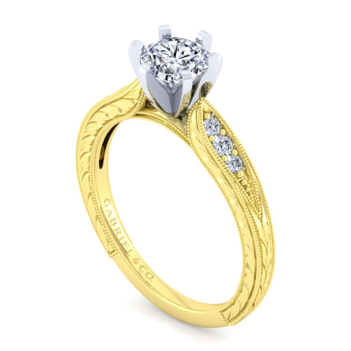 14K White Gold Round Diamond Engagement Ring  