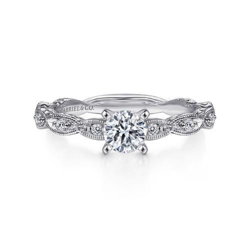 14K White Gold Round Diamond Engagement Ring  