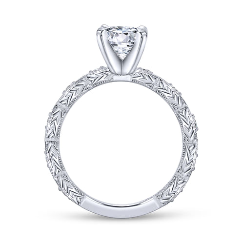 14K White Gold Round Diamond Engagement Ring  