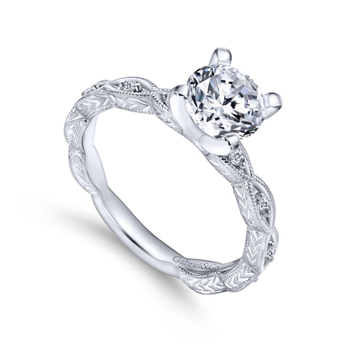 14K White Gold Round Diamond Engagement Ring  