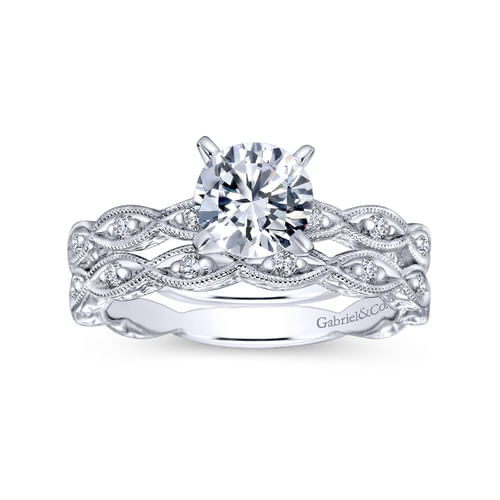 14K White Gold Round Diamond Engagement Ring  