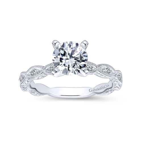 14K White Gold Round Diamond Engagement Ring  