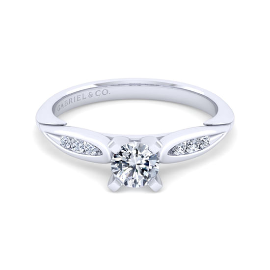 Gabriel - 14K White Gold Round Diamond Engagement Ring 