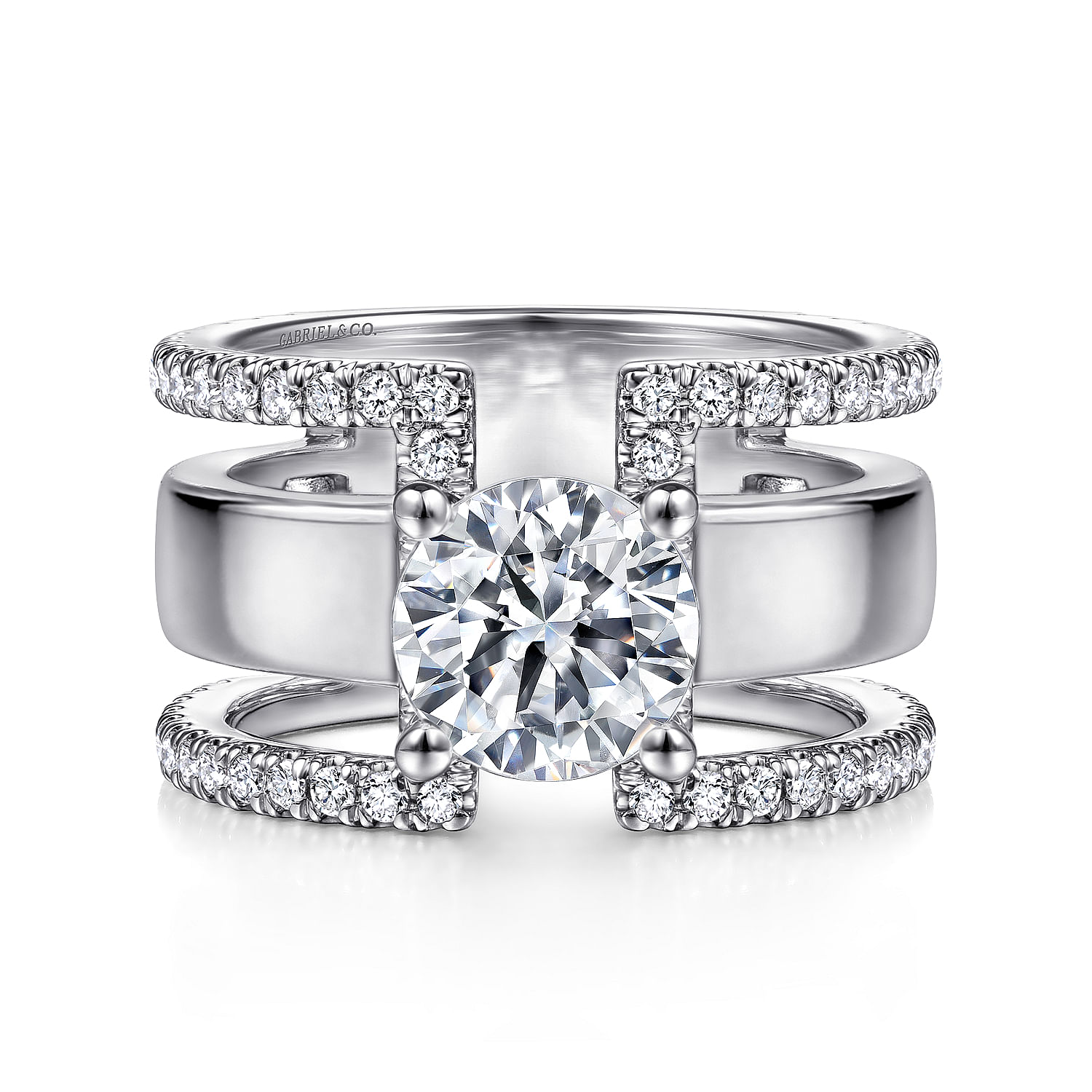 Gabriel - 14K White Gold Round Diamond Engagement Ring 