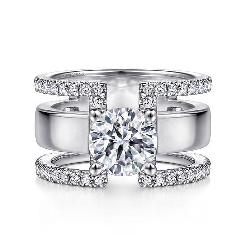 14K White Gold Round Diamond Engagement Ring 