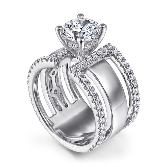 14K White Gold Round Diamond Engagement Ring  angle 3