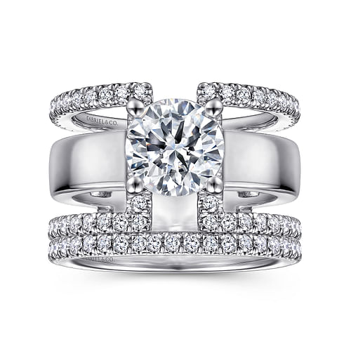 14K White Gold Round Diamond Engagement Ring 