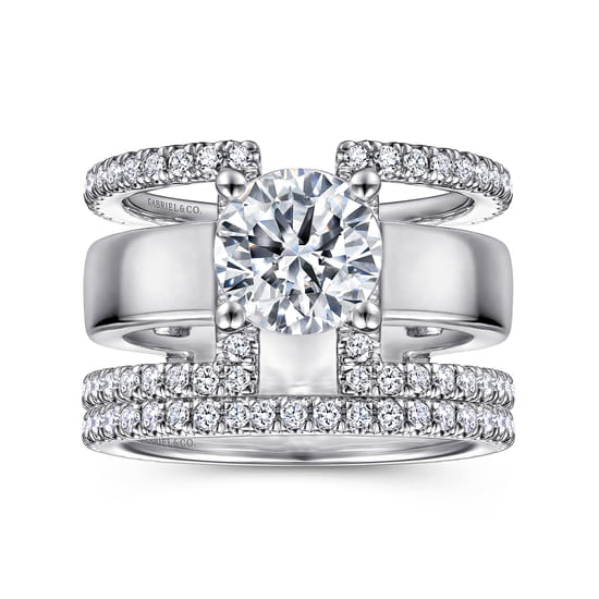 14K White Gold Round Diamond Engagement Ring  angle 4