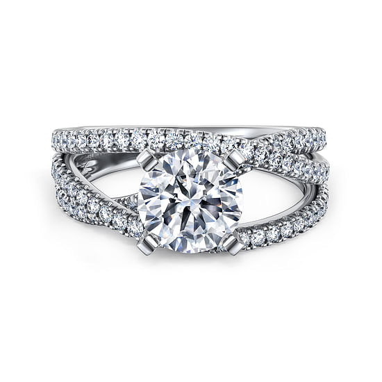 Gabriel - 14K White Gold Round Diamond Engagement Ring