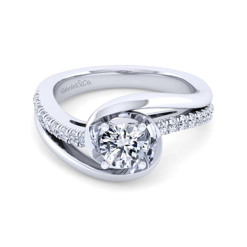 14K White Gold Round Diamond Engagement Ring