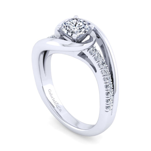 14K White Gold Round Diamond Engagement Ring