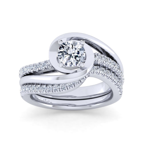14K White Gold Round Diamond Engagement Ring