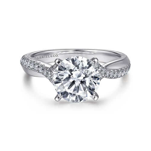14K White Gold Round Diamond Engagement Ring