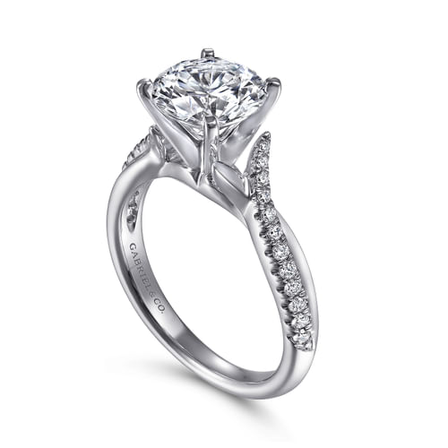 14K White Gold Round Diamond Engagement Ring