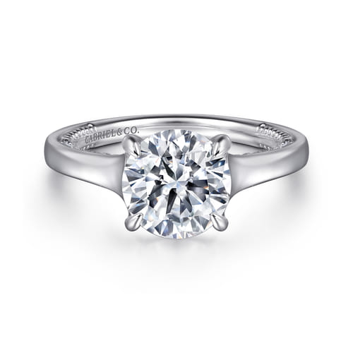14K White Gold Round Diamond Engagement Ring