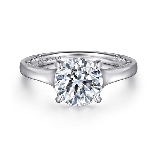 14K White Gold Round Diamond Engagement Ring
