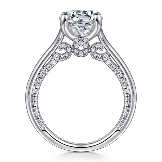 14K White Gold Round Diamond Engagement Ring angle 2