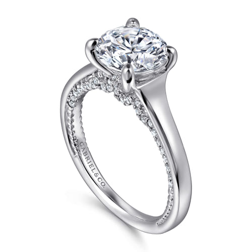 14K White Gold Round Diamond Engagement Ring
