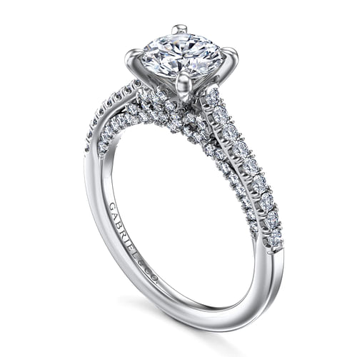 14K White Gold Round Diamond Engagement Ring