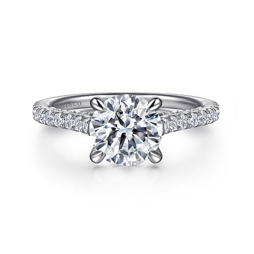 14K White Gold Round Diamond Engagement Ring