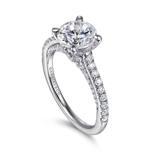 14K White Gold Round Diamond Engagement Ring