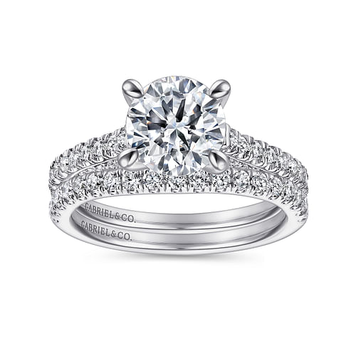 14K White Gold Round Diamond Engagement Ring