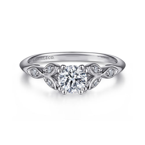 14K White Gold Round Diamond Engagement Ring