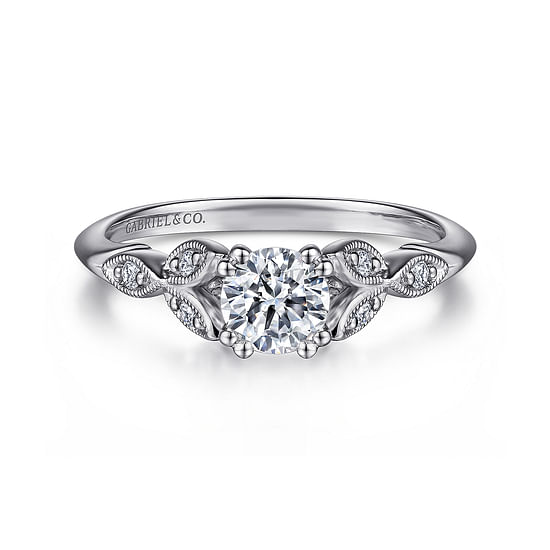 Gabriel - 14K White Gold Round Diamond Engagement Ring