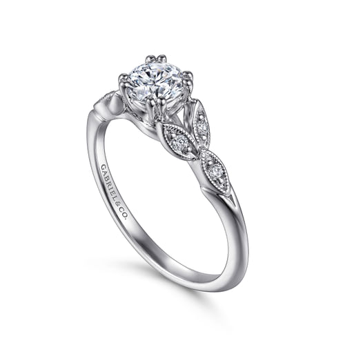 14K White Gold Round Diamond Engagement Ring