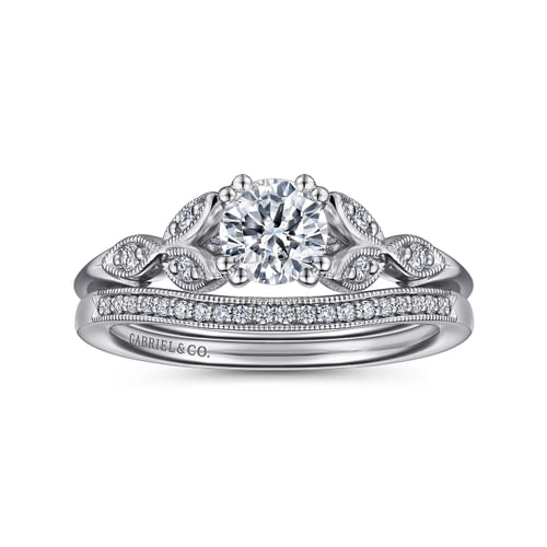 14K White Gold Round Diamond Engagement Ring