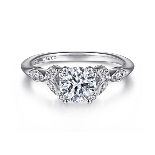 14K White Gold Round Diamond Engagement Ring