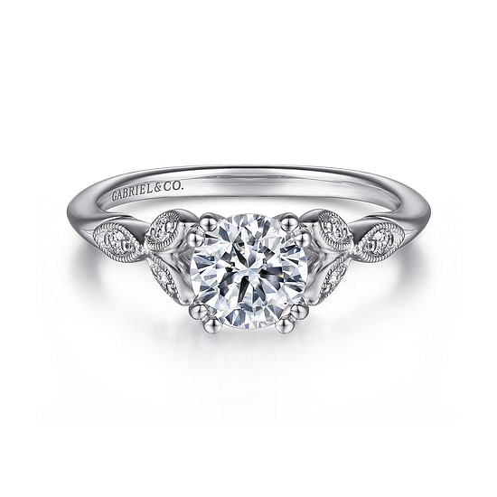 Gabriel - 14K White Gold Round Diamond Engagement Ring