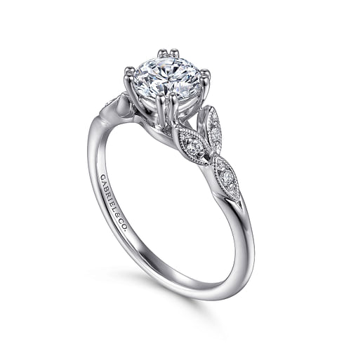 14K White Gold Round Diamond Engagement Ring