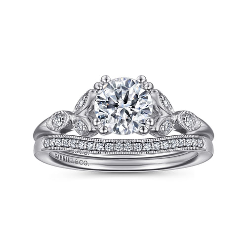 14K White Gold Round Diamond Engagement Ring