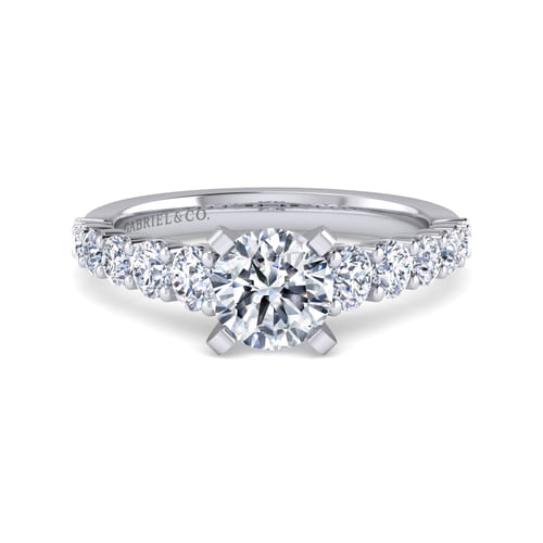 14K White Gold Round Diamond Engagement Ring