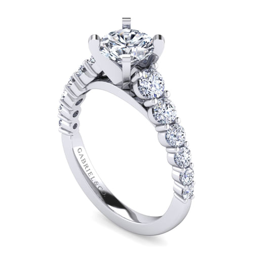 14K White Gold Round Diamond Engagement Ring
