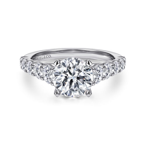 14K White Gold Round Diamond Engagement Ring