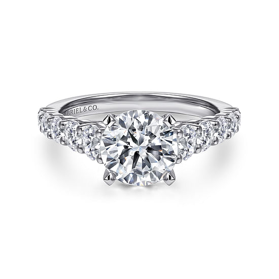 Gabriel - 14K White Gold Round Diamond Engagement Ring