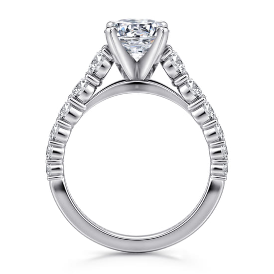 14K White Gold Round Diamond Engagement Ring angle 2