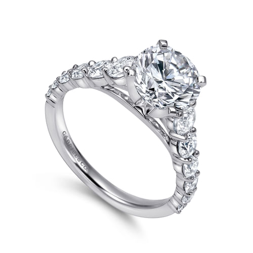 14K White Gold Round Diamond Engagement Ring