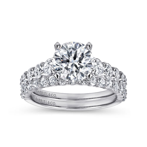 14K White Gold Round Diamond Engagement Ring