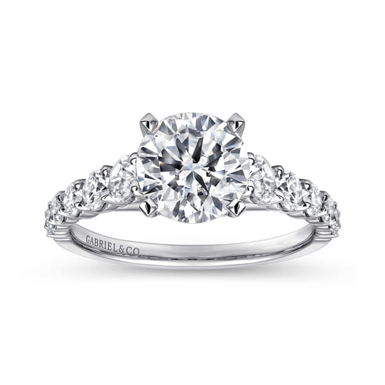 14K White Gold Round Diamond Engagement Ring angle 4
