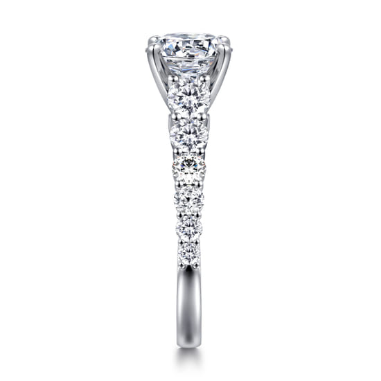 14K White Gold Round Diamond Engagement Ring angle 5