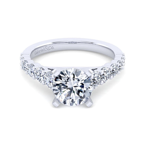 14K White Gold Round Diamond Engagement Ring