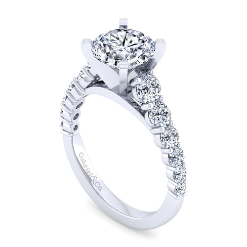 14K White Gold Round Diamond Engagement Ring