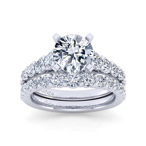 14K White Gold Round Diamond Engagement Ring