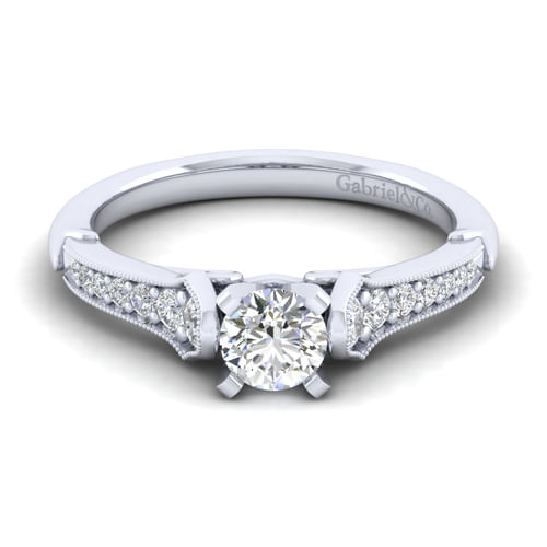 14K White Gold Round Diamond Engagement Ring