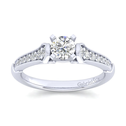 14K White Gold Round Diamond Engagement Ring